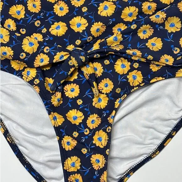 Shoshanna Daisy Daydream Tie-Neck Bikini Top Tie Front High Waist Bottoms L /DD - Picture 8 of 12